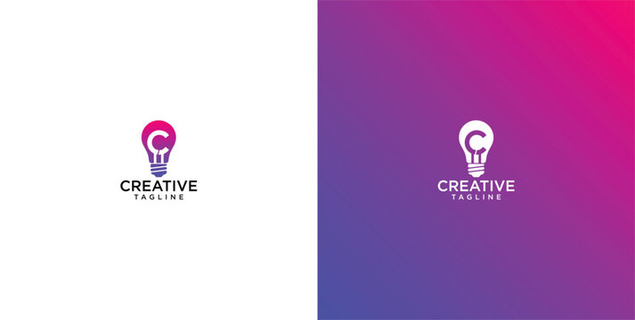 Letter C creative lightbulb logo design template for business branding and innovative technology idea concept