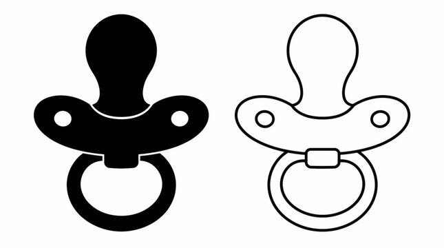 Baby Pacifier Icons in Solid and Outline Style