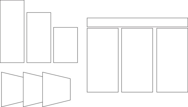 Minimalist Black Line Infographic Template Vector Set Featuring Blank Geometric Frames Comparison Tables and Column LayoutsMinimalist Black Line Infographic Template Vector Set 