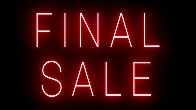 FINAL SALE Red Neon Sign Glowing on Black Background