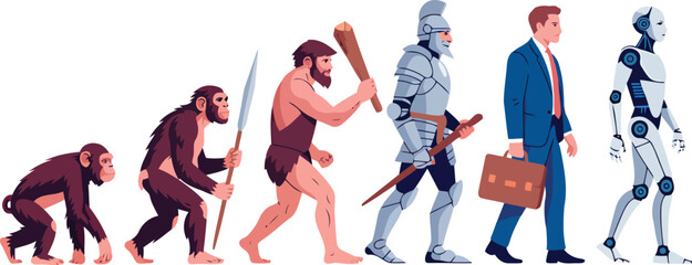 Human evolution timeline from monkey vector illustration. © Rahat Hossain