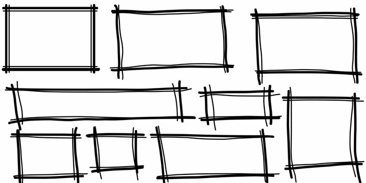 Black rectangular boxes. Hand-drawn vector illustration with a box pattern.
