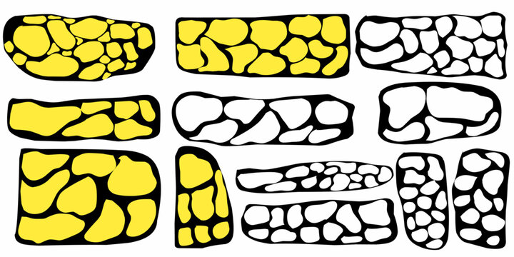 Yellow and black rectangular boxes. Hand-drawn vector illustration with a box pattern.