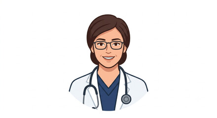 Fototapeta premium female doctor avatar vector illustration isolated on white background.