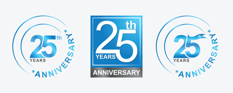 Premium 25th anniversary badge and logo design with elegant gold styling, ribbon elements, laurel wreath, and luxury corporate branding. Suitable for business anniversaries, company milestones, silver