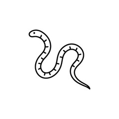 Fototapeta premium Worm in black outline, simple doodle for nature or education on transparent background.