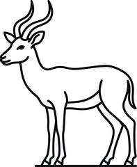 Fototapeta premium Impala antelope outline drawing isolated on transparent background for coloring book safari animal.