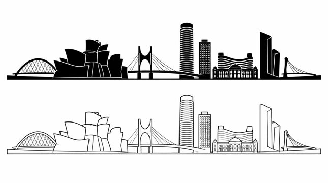 Bilbao City Skyline Silhouette Vector Illustration