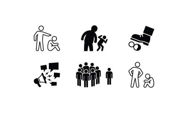 Assortment of icons showing bullying and social pressure.
