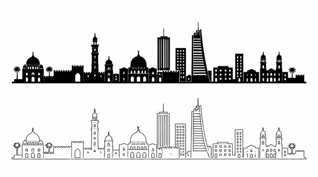 Manama City Skyline Silhouette Vector Illustration
