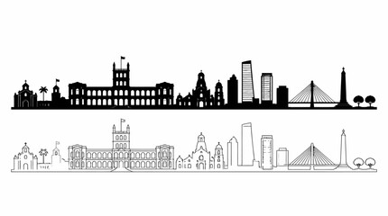 Fototapeta premium Manila City Skyline Silhouette Vector Illustration