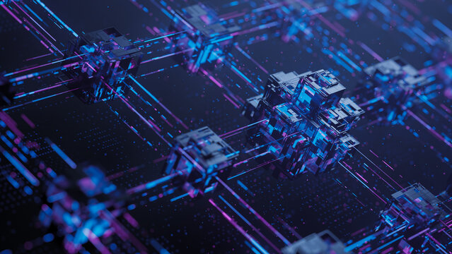 Big data technology data science analysis artificial intelligence generative ai deep learning machine learning algorithm neural flow network analytics  abstract futuristic background. 3d rendering.