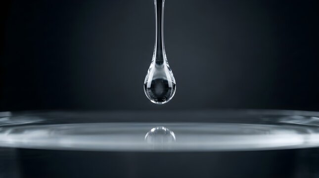Serum drop falling into water for health wellness and medical concepts modern aesthetic style