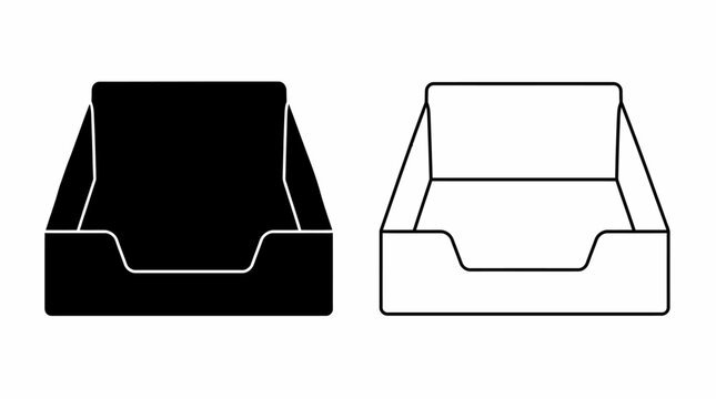 Inbox Tray Icon Set, Black and White Office Graphic Resource