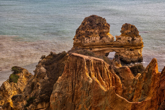 Algarve Coast Rock Formation In Portugal