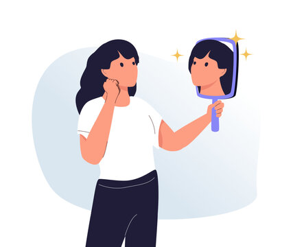 Concept illustration of self awareness and personal acceptance symbolizing emotional intelligence, identity, confidence