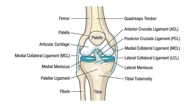 Human Knee Joint Anatomy Diagram - Medical Illustration