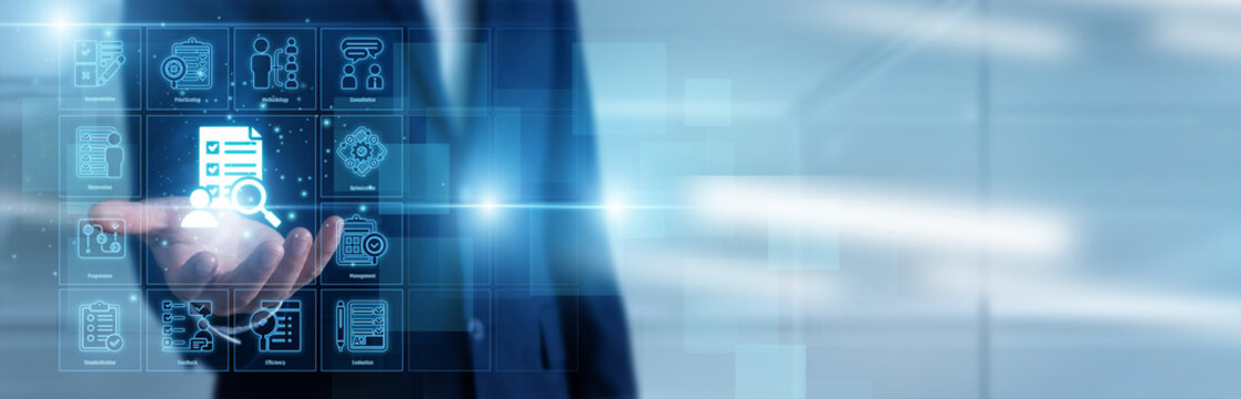 Risk Analyst conducts Assessment. Professional evaluating project feasibility and potential threats, providing detailed insights to minimize operational risks and ensure success in future planning.