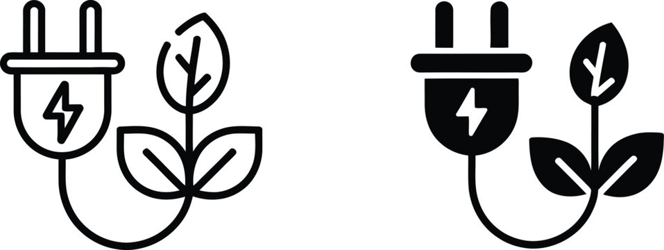 Green energy and eco power plug vector illustration. Green energy and eco power plug icon