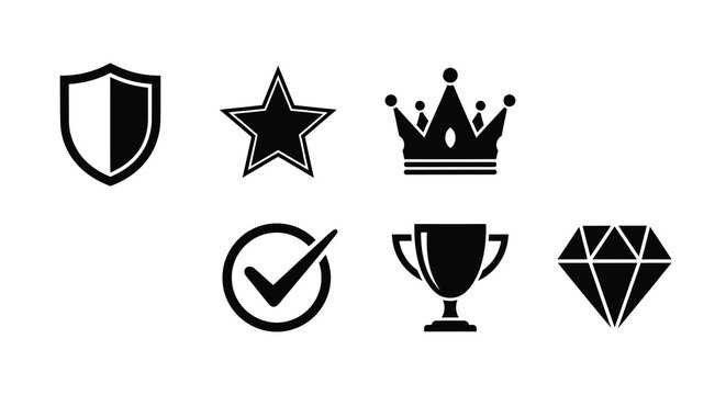 Collection Of Black Silhouette Icons On White Background