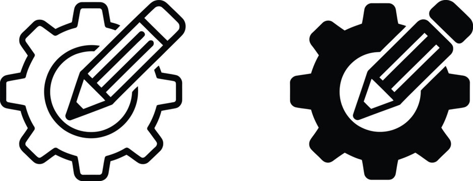 Gear and pencil configuration icons vector illustration