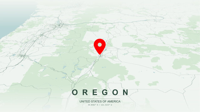 Modern minimalist vector map of Oregon. High-quality scalable illustration of Oregon state geographic boundaries, Columbia River Gorge system for posters design.