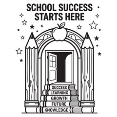 Obraz premium School Success Starts Here Door Education Vector Design