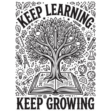 Keep Learning Tree of Knowledge Education Illustration