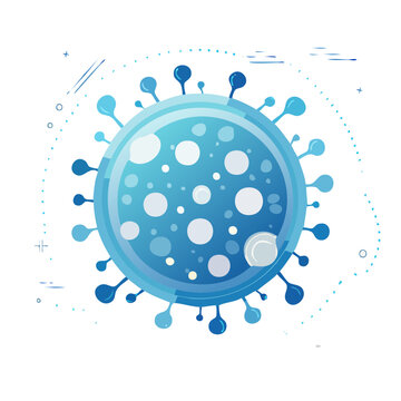 Blue virus illustration with spike proteins