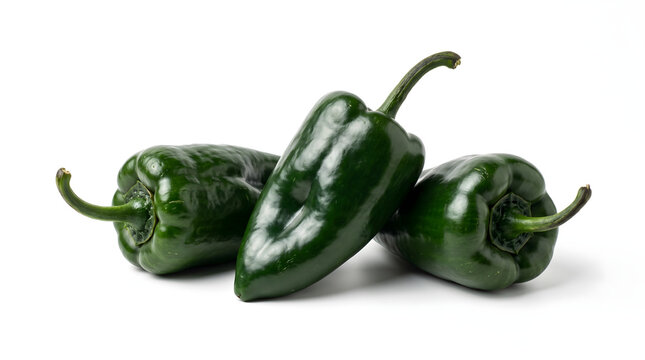 Freshly harvested vibrant green poblano peppers, a staple in Mexican cuisine, perfect for stuffing or adding a mild, earthy flavor to a variety of savory dishes