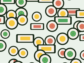 Maki Sushi Pattern Colorful Japanese Cuisine Design © iushakovsky