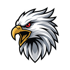 Fototapeta premium Aggressive eagle head mascot vector illustration design element with predator illustration wildlife aggressive feathers strength creature patriotic character isolated background