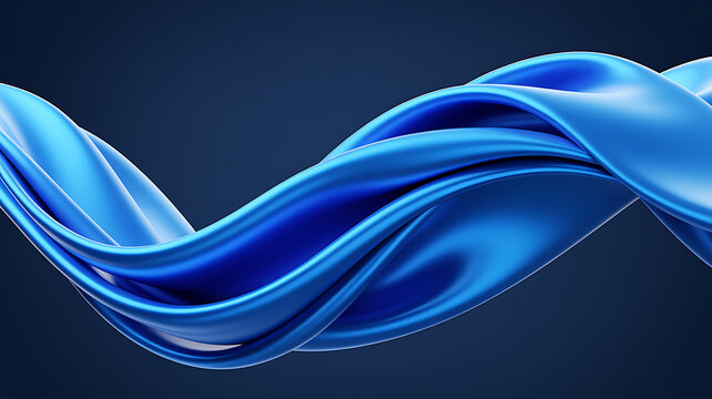 Blue flowing ribbon a three dimensional rendering with smooth curves and a glossy surface azure bend bright curve