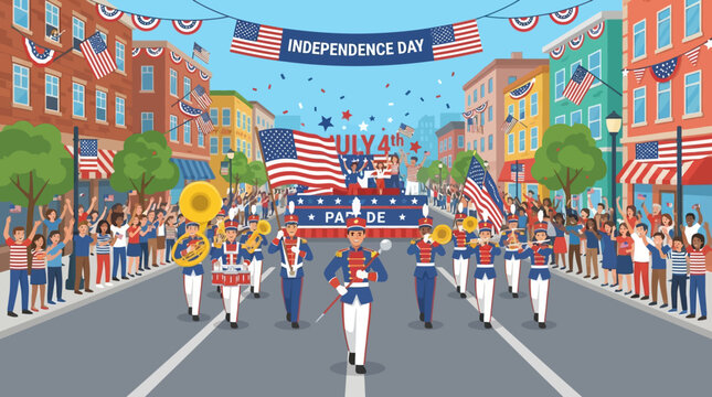 Colorful Independence Day Parade Celebration Scene.