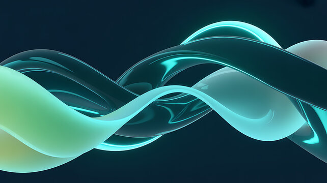 Intertwined glossy ribbons a 3d rendered abstract background with teal and pale green hues ribbon curve curves loop
