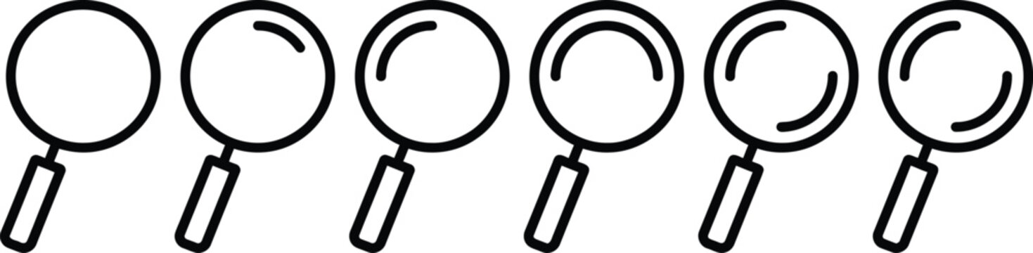 Magnifying glass search tool line icon set with magnifying research detective discover analysis magnifier investigation exploration internet interface business information