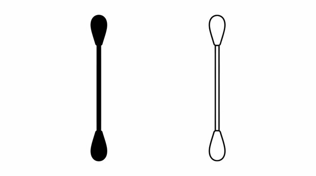 Cotton Swab Icons in Solid and Outline Styles for Personal Care