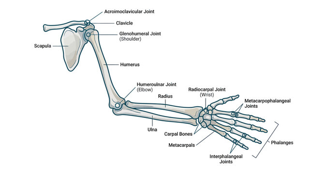 Anatomical Human Arm Skeleton Diagram with Labels