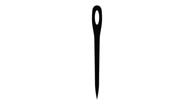 Sewing needle in black silhouette against a white background tailoring