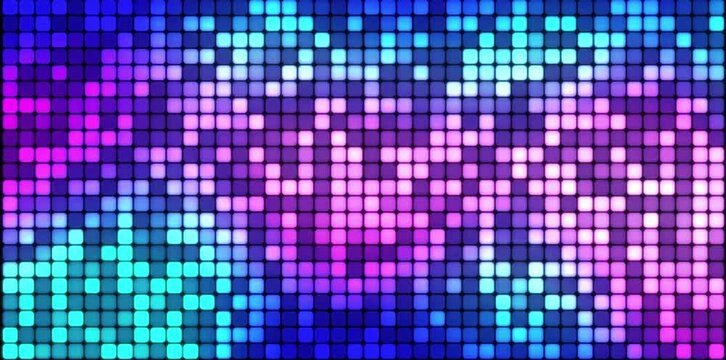 Abstract Glowing LED Pixel Grid Wall Background in Blue and Purple version-1