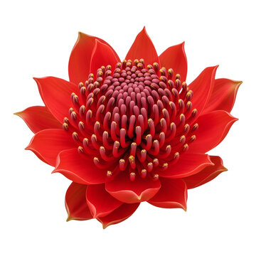 Australian Waratah flower isolated on a white background transparent background