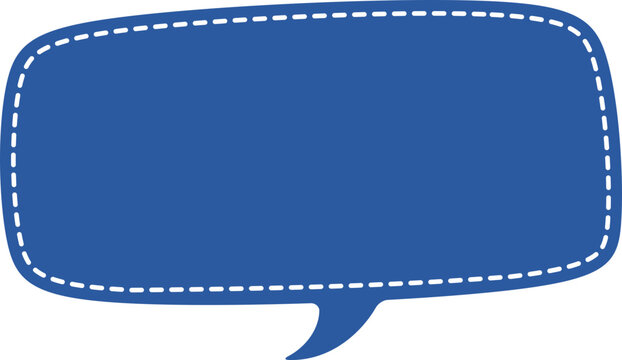 Blue speech bubble with white dashed stitched border rounded rectangle comic callout