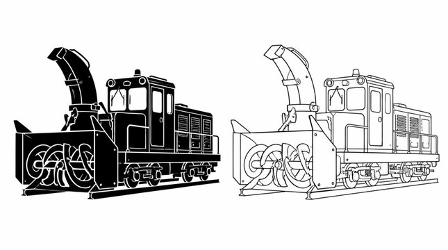 Railway Snowplow Locomotive Illustration