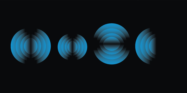 Wifi wave light effect. Radar sensor, beep technology, digital sign.Transparent neon circle symbol. wireless internet connection. Radar or sonar with wireless technology emitting a light effect
