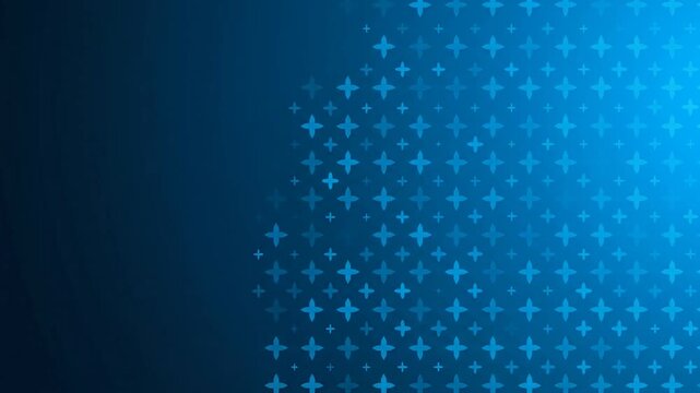 Blue abstract background with animated geometric cross patterns moving across dark gradient for corporate technology.