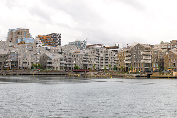 Fototapeta premium Residential Complex in Oslo in Bjørvika neighborhood, Norway. Modern architecture and living