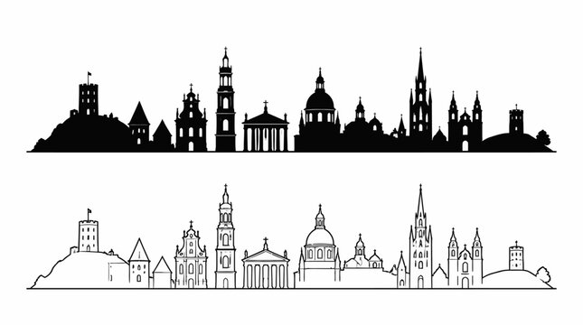 Vilnius City Skyline Silhouette Vector Illustration