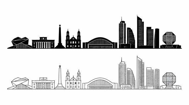 Minsk City Skyline Silhouette Vector Illustration