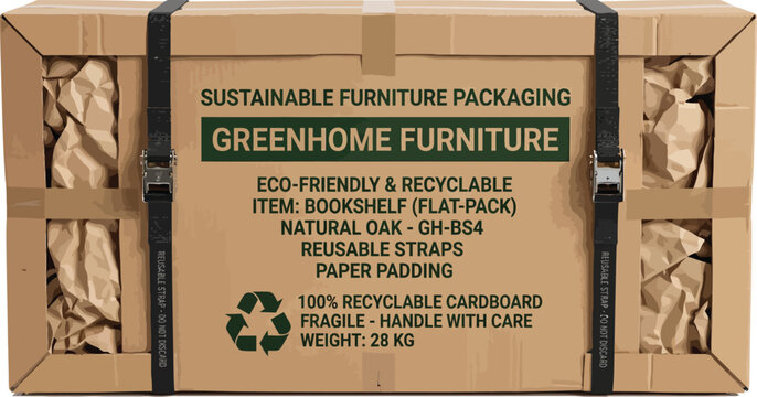 Sustainable Furniture Packaging Box with Eco-Friendly Straps and Cardboard