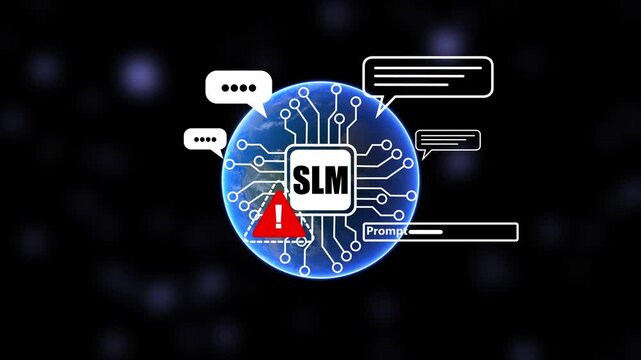 Small Language Model SLM AI Concept with Prompt Engineering, Flatboat Communication and Global Artificial Intelligence Technology.
